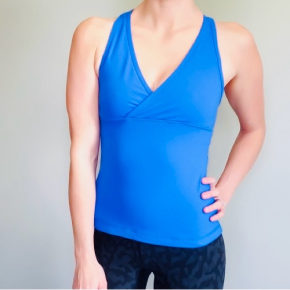 Lululemon Deep V Tank S Bright Blue (has built in shelf bra)